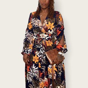 Fall Long Sleeve Multicolor Print Dress🍂